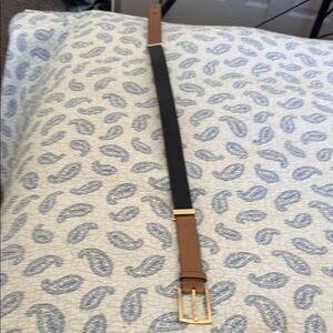 Men's Black and Tan Leather Belt